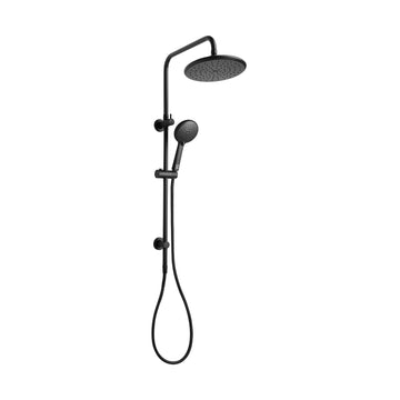 Twin Overhead Rain/Hand Held Self Cleaning Shower on Rail Matte Black SCS6.25