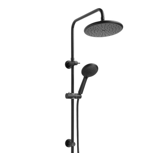 Twin Overhead Rain/Hand Held Self Cleaning Shower on Rail Matte Black SCS6.25
