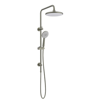 Twin Overhead Rain/Hand Held Self Cleaning Shower on Rail Brushed Nickel SCS6.06